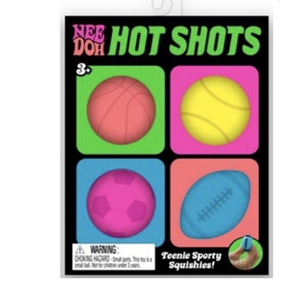Teenie NeeDoh Hot Shots 4-Pack Fidget Squishy Sensory Toy Sports Schylling New